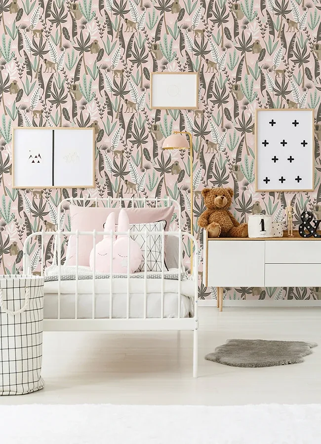 Brewster Home Fashions Kiki Pink Monkeys Wallpaper | Wallpaper Twins Brewster Home Fashions Kiki Pink Monkeys Wallpaper - SKU 4060-139072