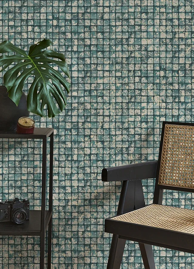 Brewster Home Fashions Kingsley Blue Tiled Wallpaper - SKU 4125-26758