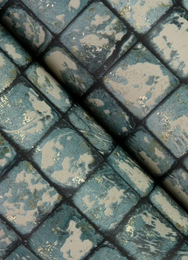 Brewster Home Fashions Kingsley Blue Tiled Wallpaper - SKU 4125-26758