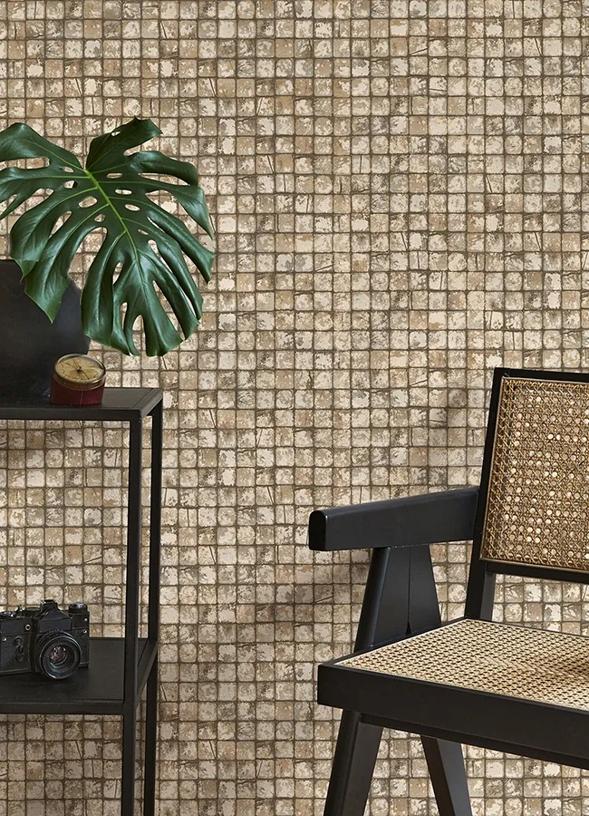Brewster Home Fashions Kingsley Neutral Tiled Wallpaper - SKU 4125-26757