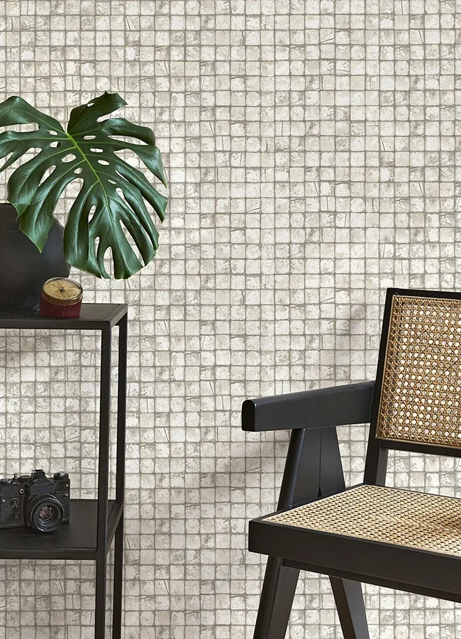 Brewster Home Fashions Kingsley Off White Tiled Wallpaper - SKU 4125-26755