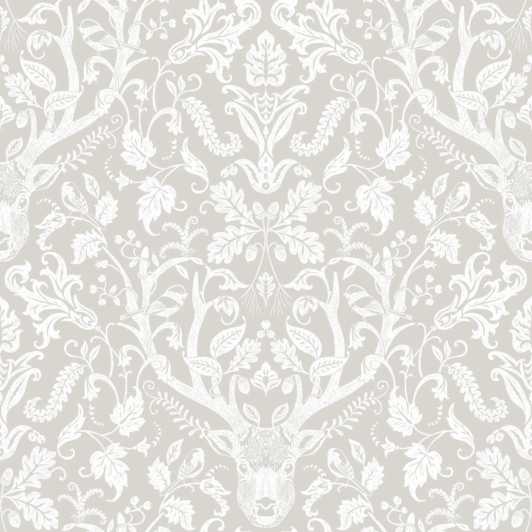 4169-12701 | Kiwassa Grey Antler Damask Wallpaper