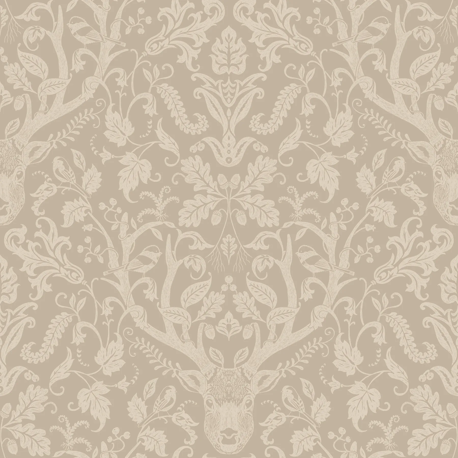 4169-12705 | Kiwassa Light Brown Antler Damask Wallpaper