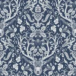 Brewster Home Fashions Kiwassa Navy Antler Damask Wallpaper - SKU 3118-12703