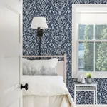 Brewster Home Fashions Kiwassa Navy Antler Damask Wallpaper - SKU 3118-12703