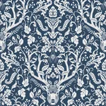 Brewster Home Fashions Kiwassa Navy Antler Damask Wallpaper - SKU 4169-12703
