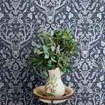 Brewster Home Fashions Kiwassa Navy Antler Damask Wallpaper - SKU 4169-12703