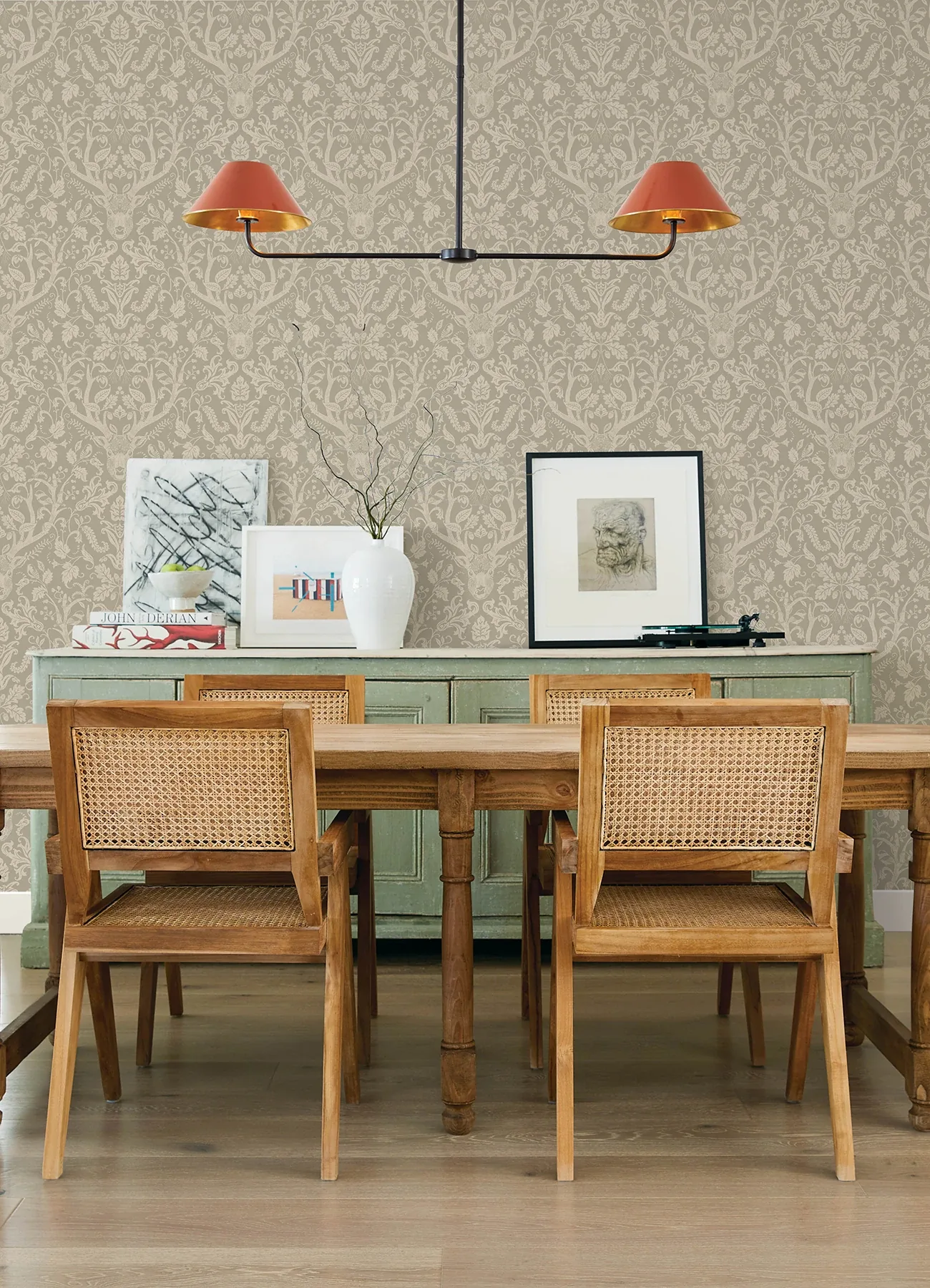 Brewster Home Fashions Kiwassa Sage Antler Damask Wallpaper - SKU 4169-12706
