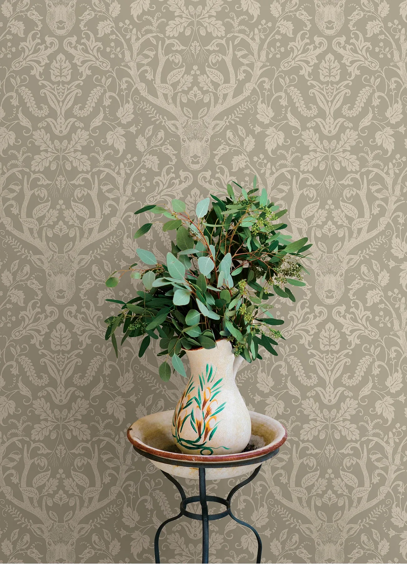 Brewster Home Fashions Kiwassa Sage Antler Damask Wallpaper - SKU 4169-12706