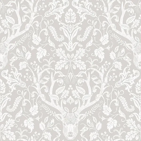 Brewster Home Fashions Kiwassa Taupe Antler Damask Wallpaper - SKU 3118-12701
