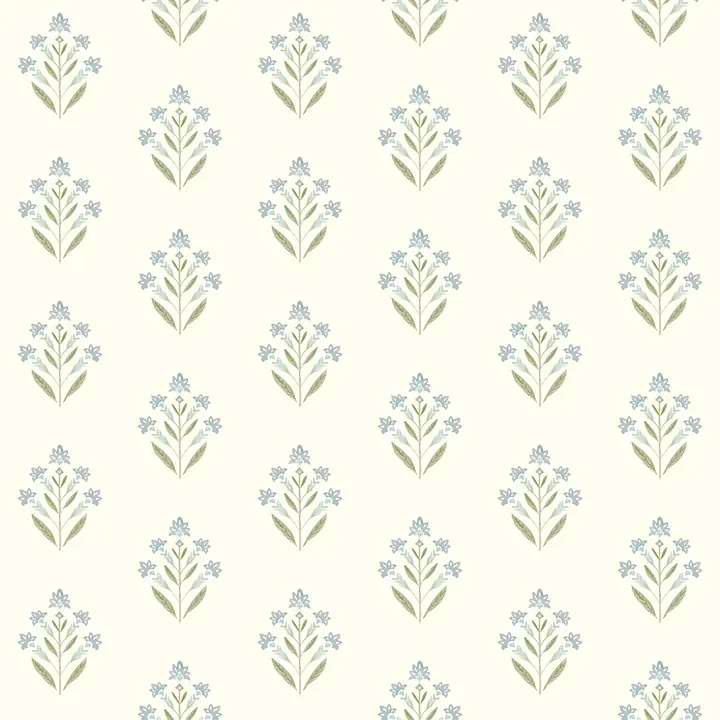 3125-72351 | Kova Aquamarine Floral Crest Wallpaper