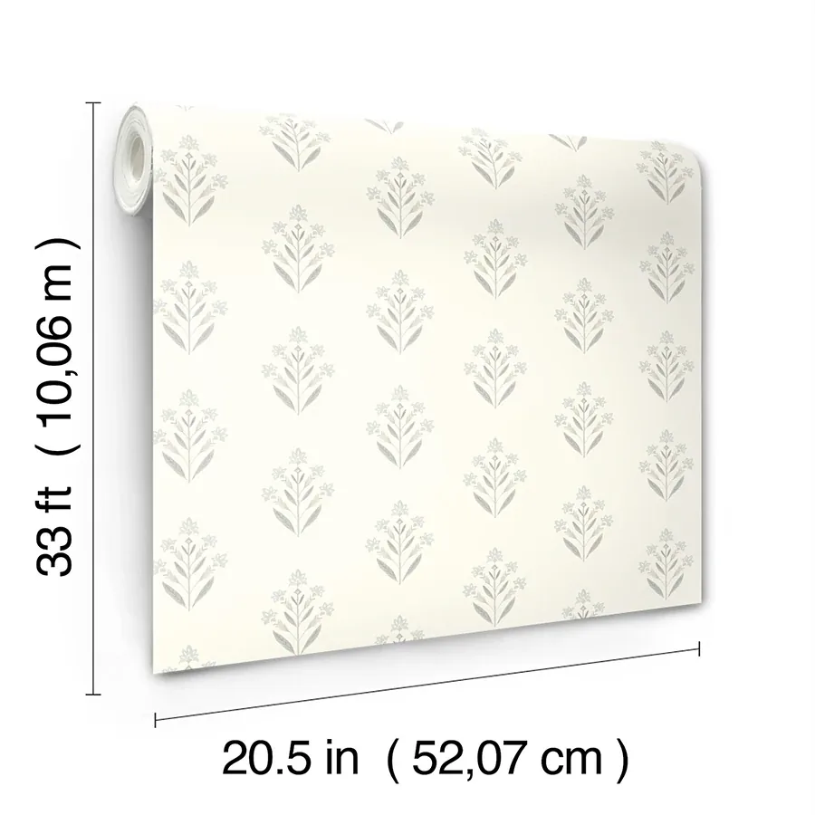 Brewster Home Fashions Kova Light Blue Floral Crest Wallpaper - SKU 3125-72350