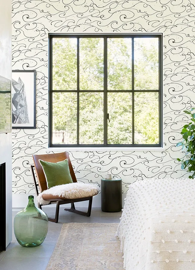 Brewster Home Fashions Kuroshio Charcoal Ocean Wave Wallpaper - SKU 4071-71008