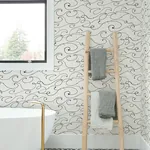 Brewster Home Fashions Kuroshio Charcoal Ocean Wave Wallpaper - SKU 4071-71008