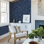 Brewster Home Fashions Kuroshio Navy Ocean Wave Wallpaper - SKU 4071-71004