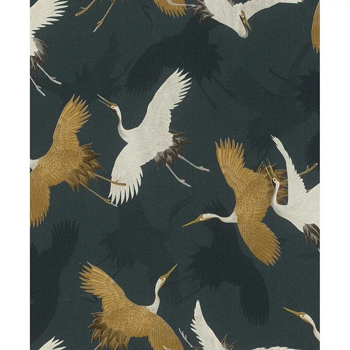 Brewster Home Fashions Kusama Dark Blue Crane Wallpaper - SKU 2980-560664
