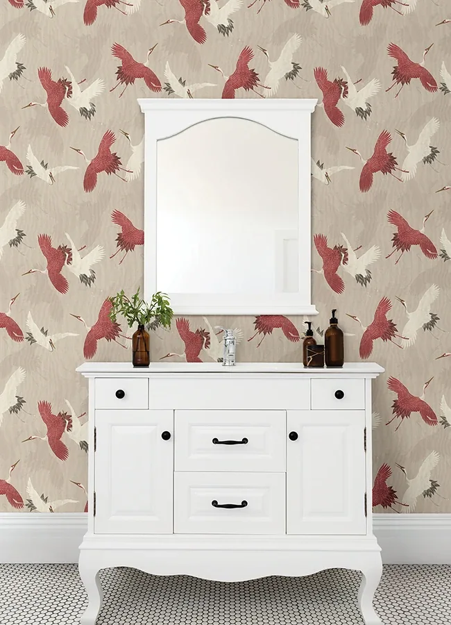 Brewster Home Fashions Kusama Neutral Crane Wallpaper - SKU 2980-560657