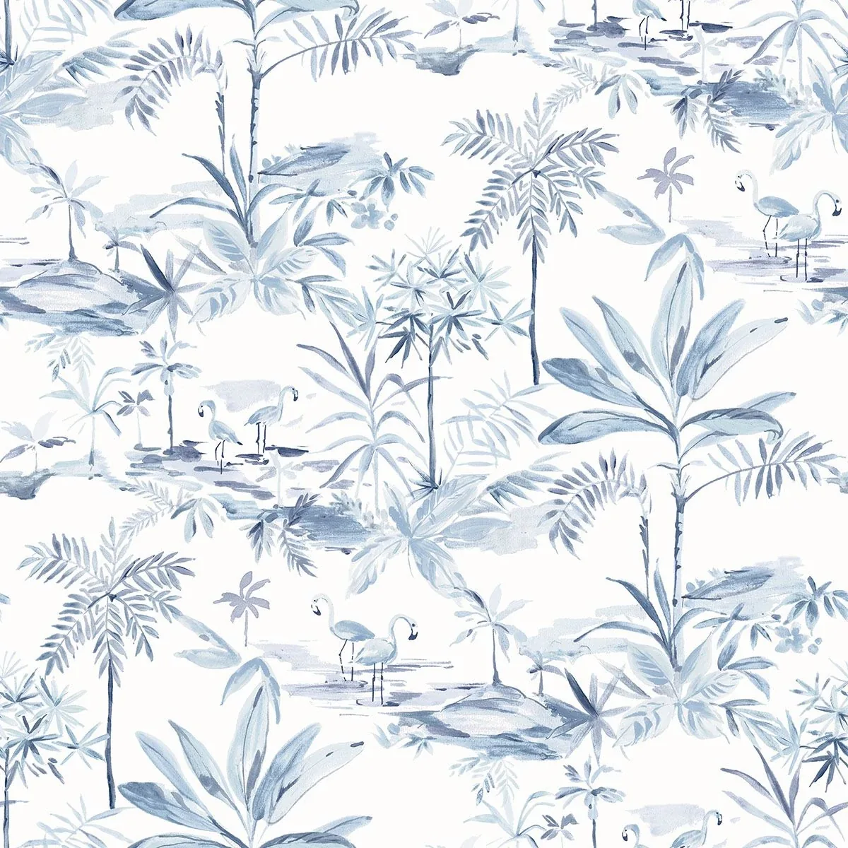 3120-12074 | Lagoon Blue Scenic Island Wallpaper