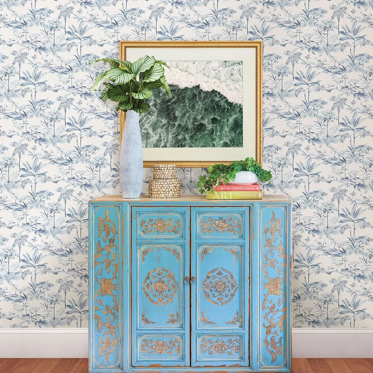 Brewster Home Fashions Lagoon Blue Scenic Island Wallpaper - SKU 3120-12074