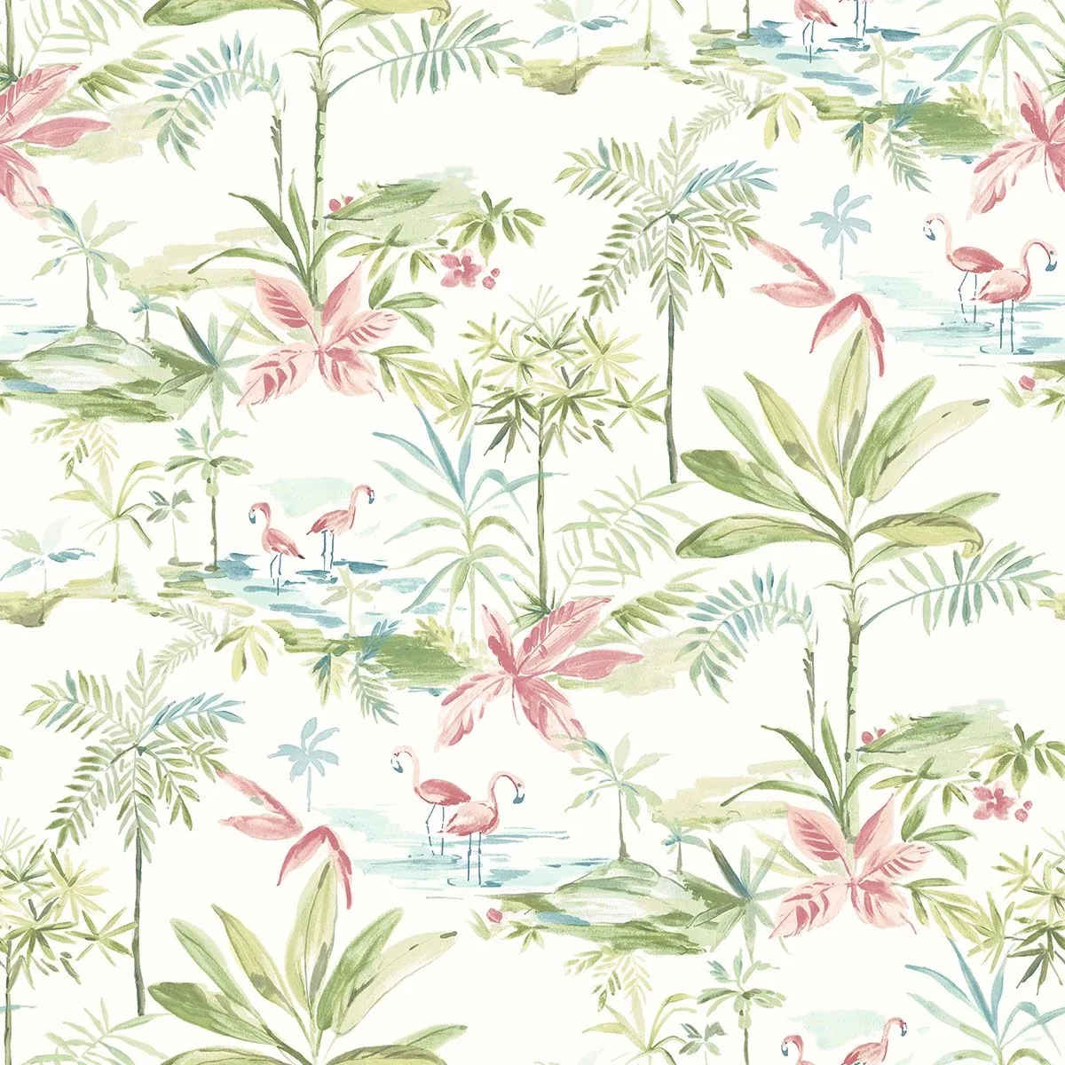 3120-12071 | Lagoon Green Scenic Island Wallpaper