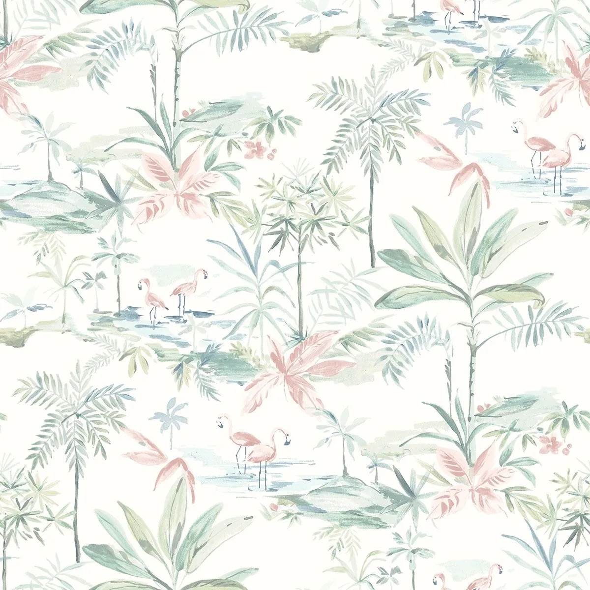 Brewster Home Fashions Lagoon Teal Scenic Island Wallpaper - SKU 3120-12075