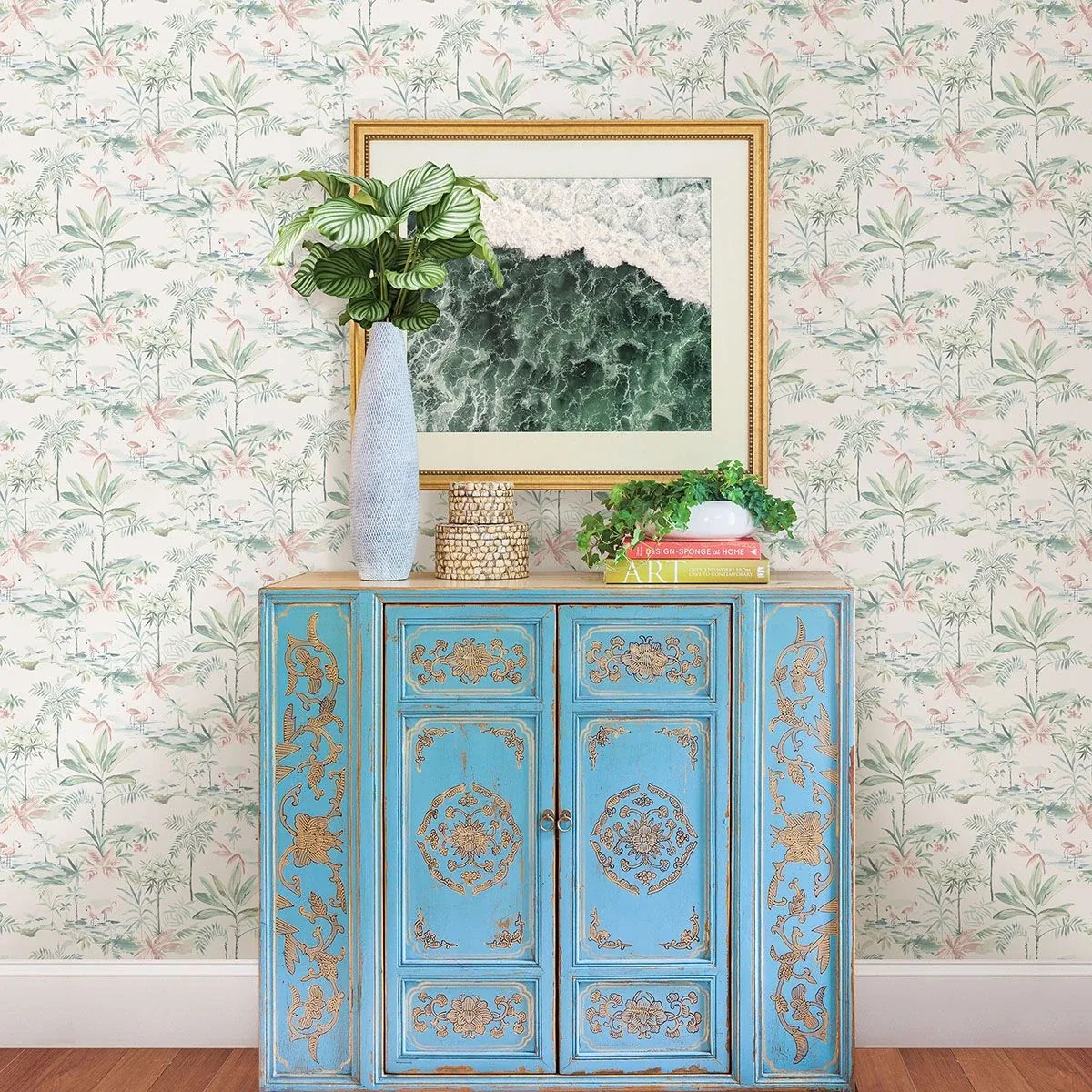 Brewster Home Fashions Lagoon Teal Scenic Island Wallpaper - SKU 3120-12075