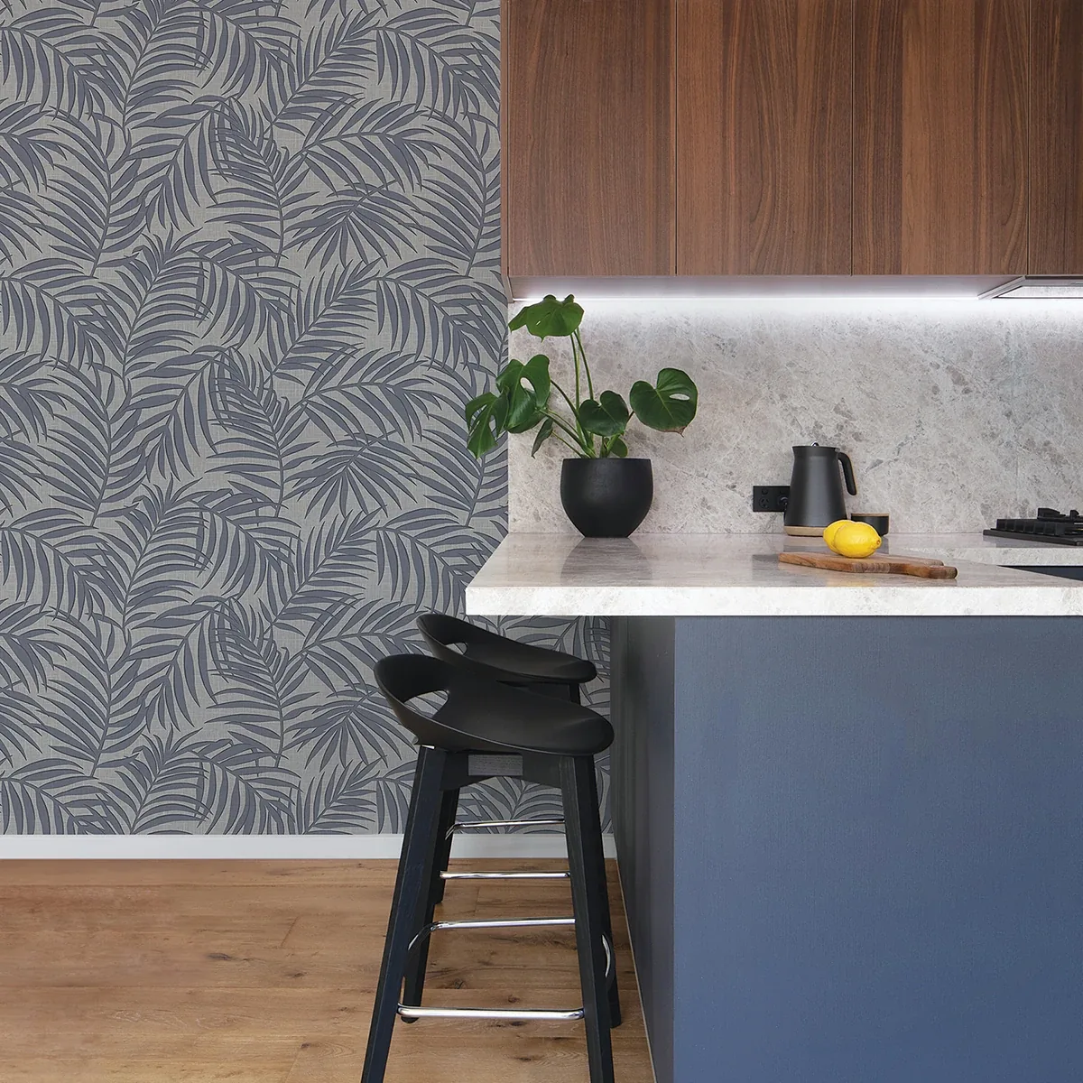 Brewster Home Fashions Lanai Pewter Fronds Wallpaper - SKU 2945-1131