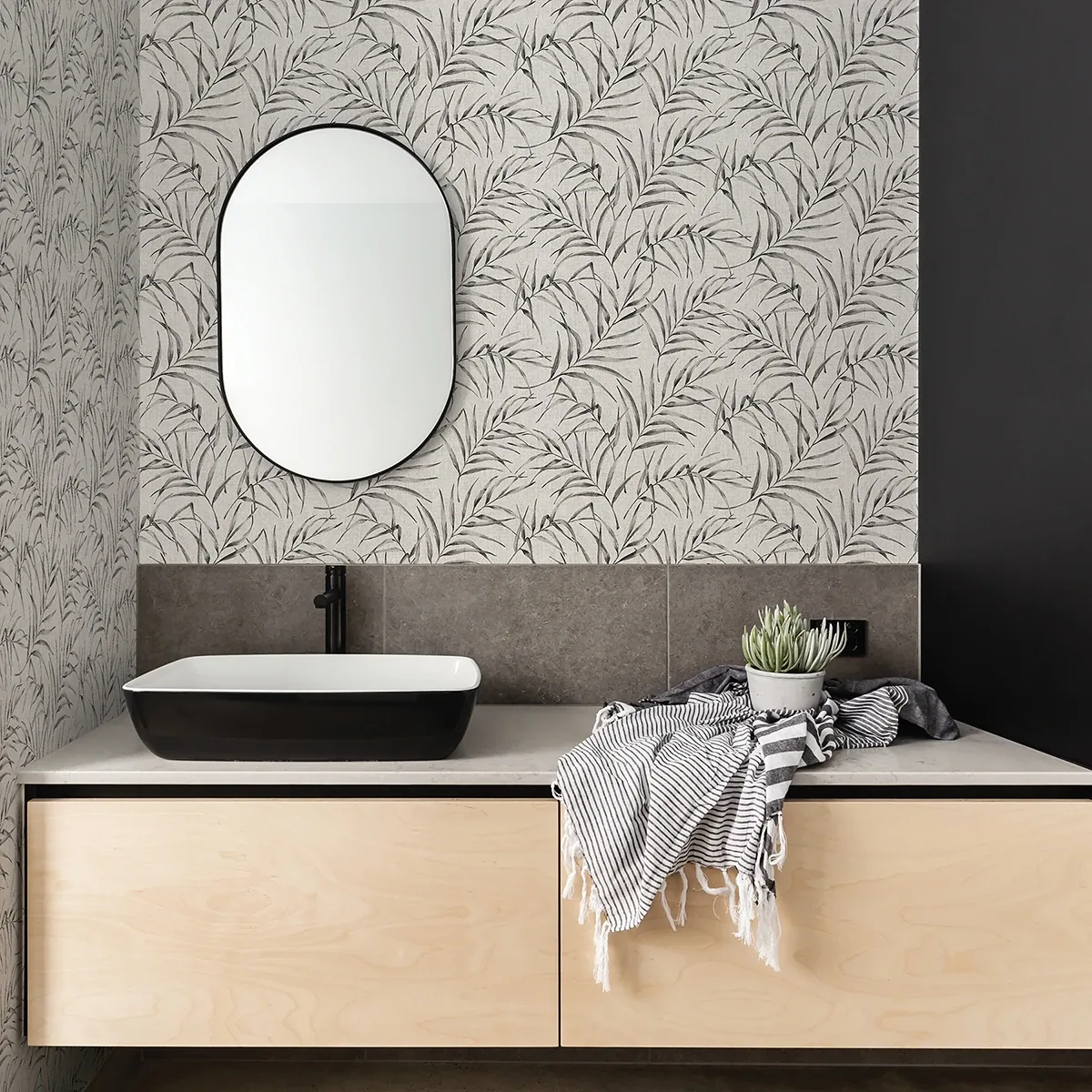 Brewster Home Fashions Lani Grey Fronds Wallpaper | Wallpaper Twins Brewster Home Fashions Lani Grey Fronds Wallpaper - SKU 2979-37335-2
