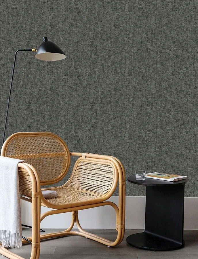 Brewster Home Fashions Larimore Charcoal Faux Fabric Wallpaper - SKU 4144-9117