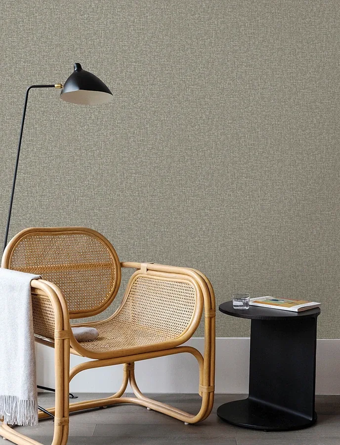 Brewster Home Fashions Larimore Light Brown Faux Fabric Wallpaper - SKU 4144-9114