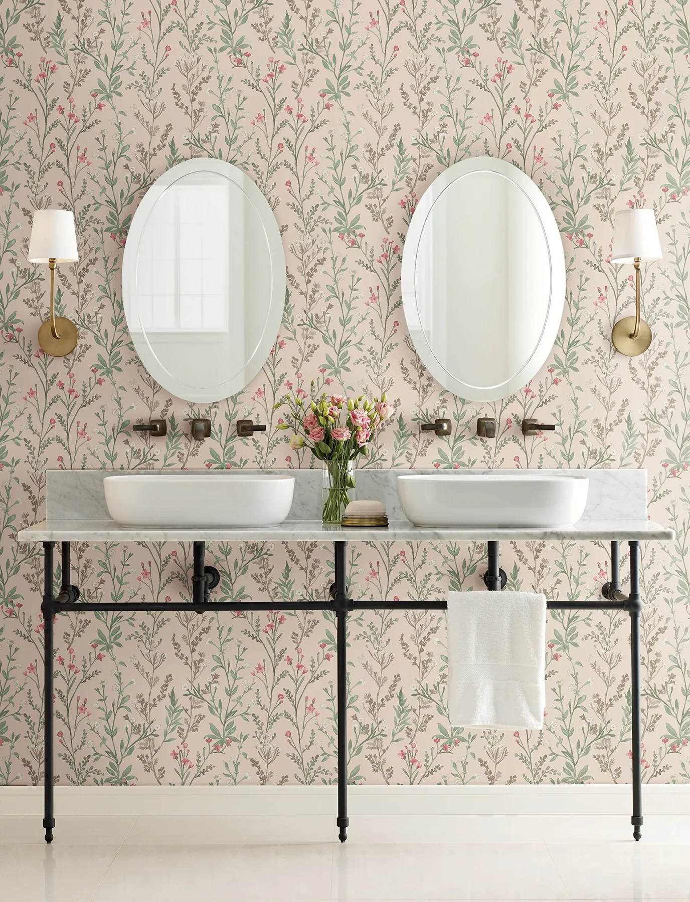 Brewster Home Fashions Laverne Blush Wildflowers Wallpaper - SKU 4191-83020