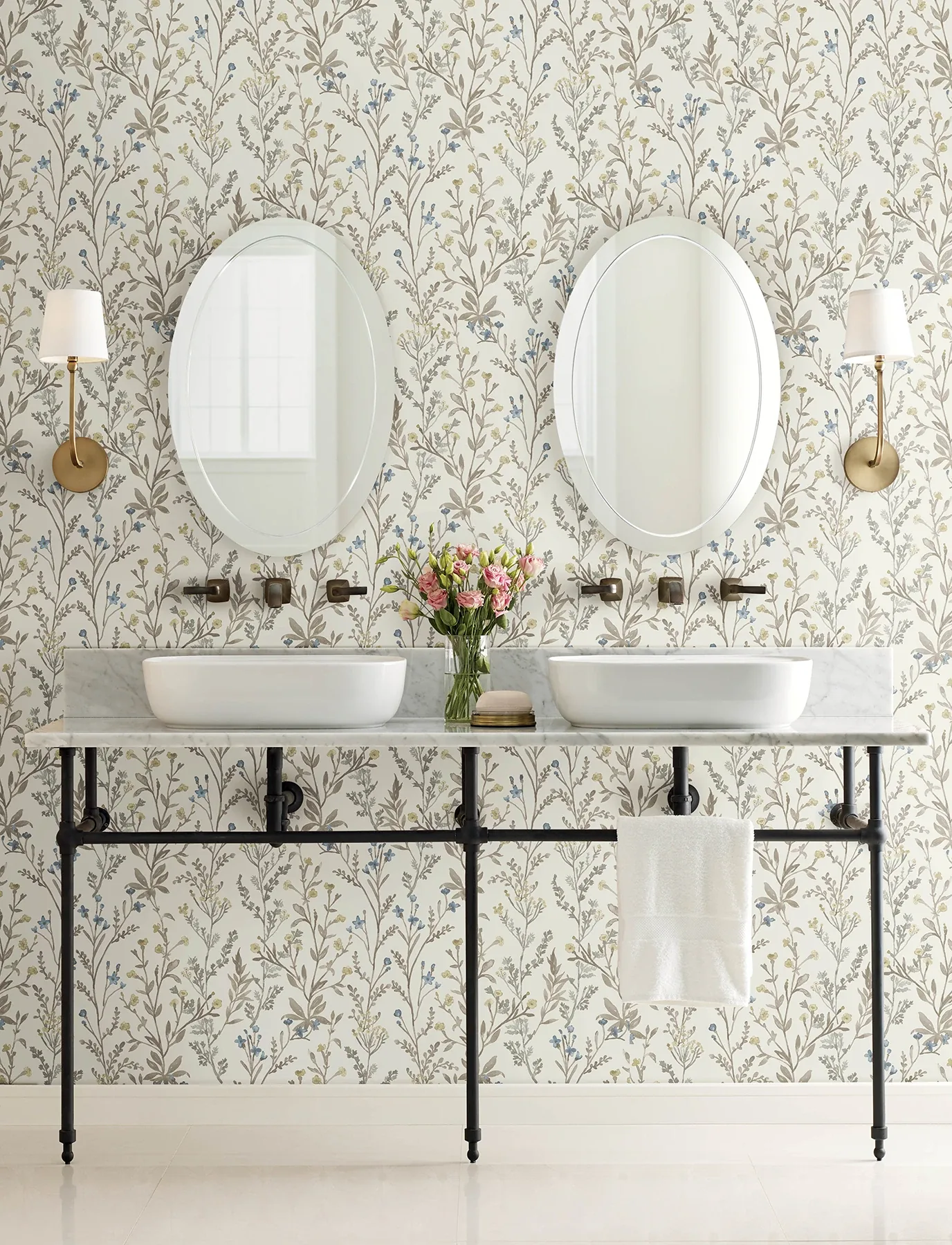 Brewster Home Fashions Laverne Neutral Wildflowers Wallpaper - SKU 4191-83017