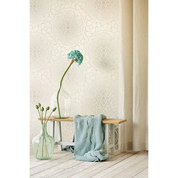 Brewster Home Fashions Leanne Gold Dot Medallion Wallpaper - SKU 352080