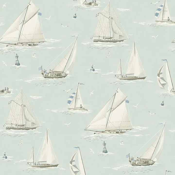 4071-71037 | Leeward Aqua Sailboat Wallpaper