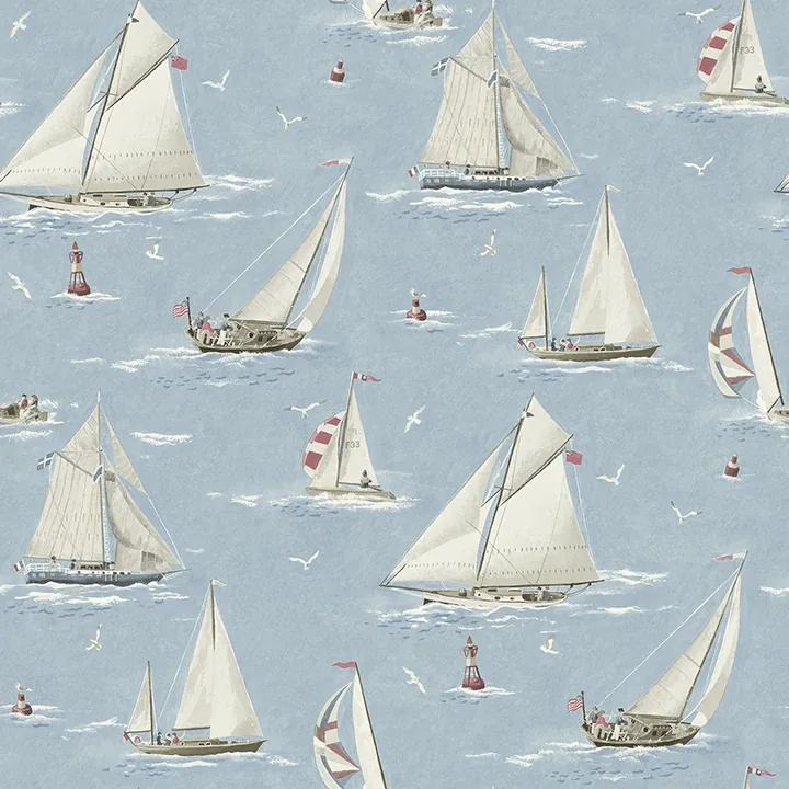 4071-71034 | Leeward Light Blue Sailboat Wallpaper