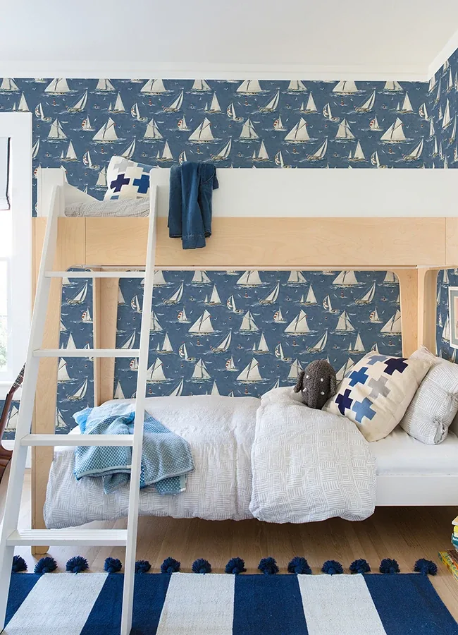 Brewster Home Fashions Leeward Navy Sailboat Wallpaper - SKU 4071-71035