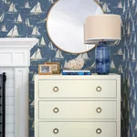Brewster Home Fashions Leeward Navy Sailboat Wallpaper - SKU 4071-71035