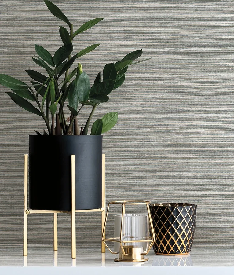 Brewster Home Fashions Leicester Slate Metallic Stripe Wallpaper - SKU 4140-3719
