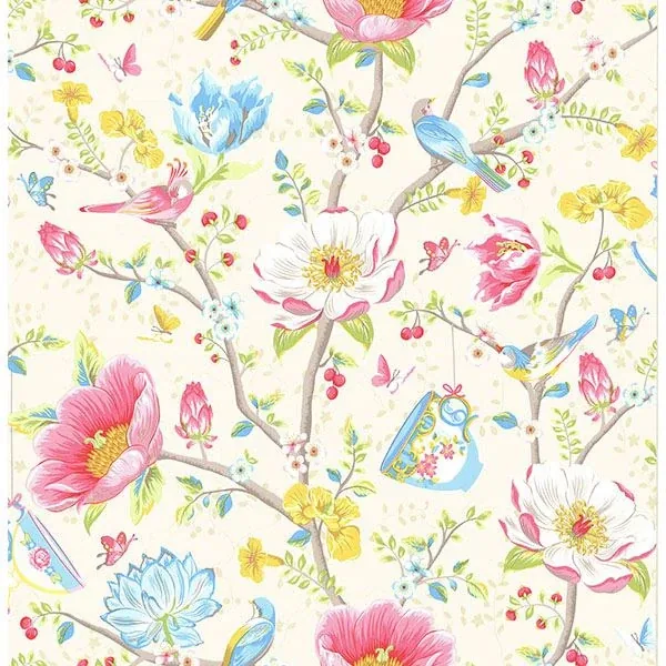 Brewster Home Fashions Leizu Cream Chinese Garden Wallpaper - SKU 341000