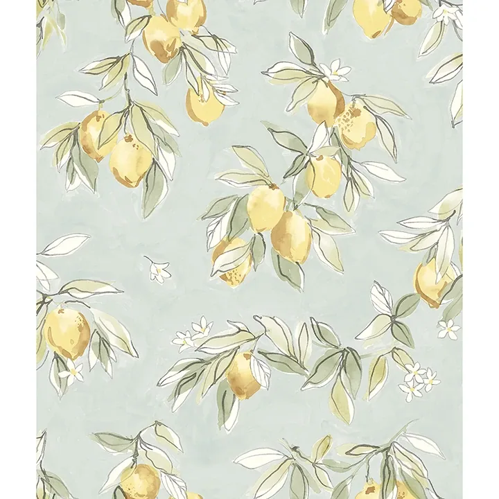 Brewster Home Fashions Lemonade Aqua Citrus Wallpaper - SKU 4134-72508