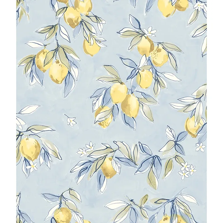Brewster Home Fashions Lemonade Light Blue Citrus Wallpaper - SKU 4134-72506