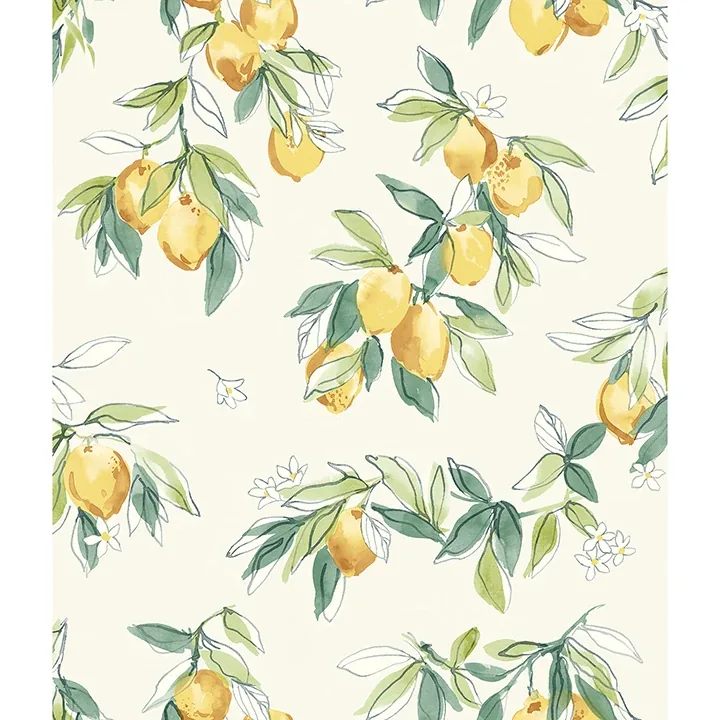 Brewster Home Fashions Lemonade Yellow Citrus Wallpaper - SKU 4134-72510