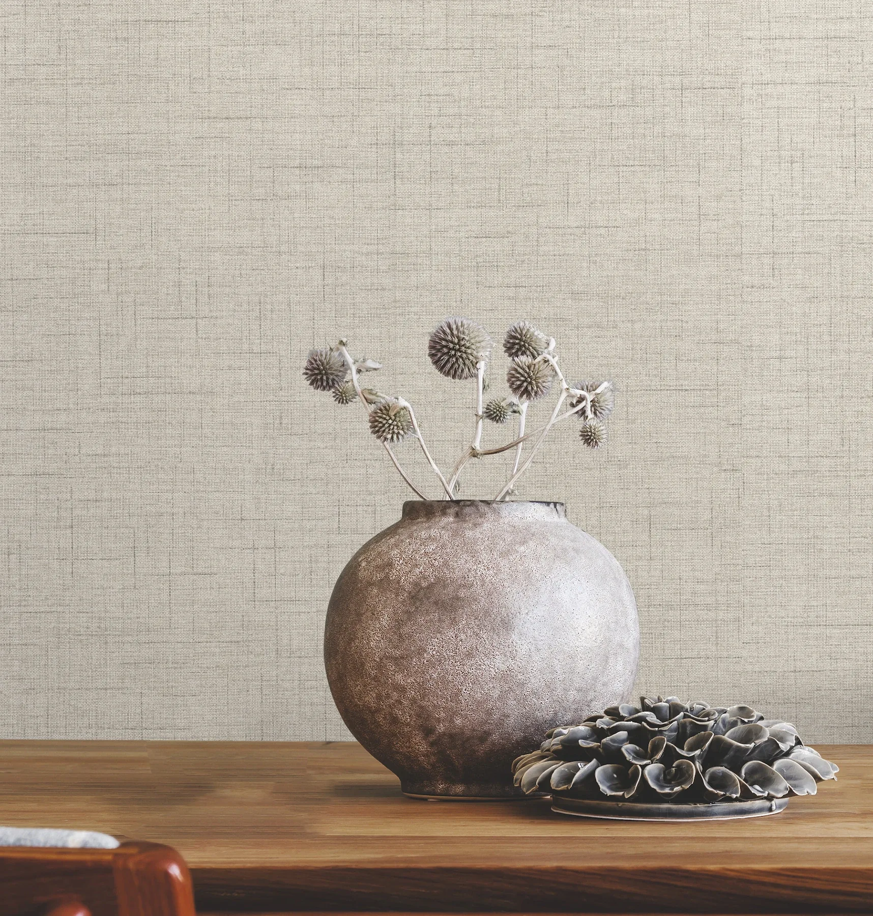 Brewster Home Fashions Leon Light Grey Faux Fabric Wallpaper - SKU 4207-5418