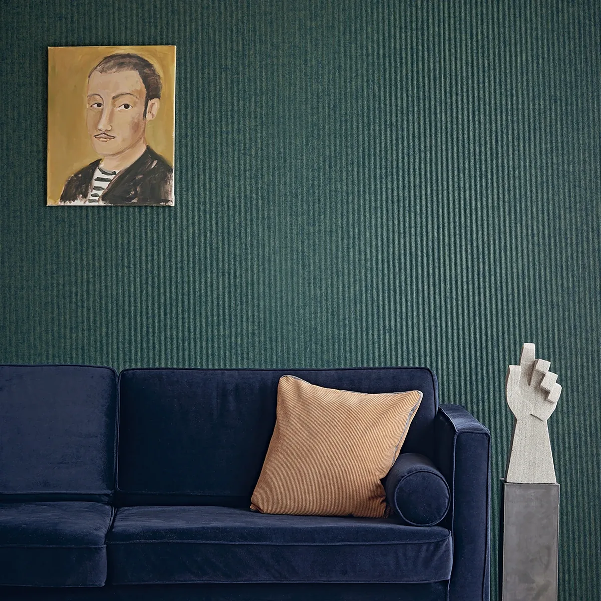 Brewster Home Fashions Leonardo Teal Flock Stripe Wallpaper | Wallpaper Twins Brewster Home Fashions Leonardo Teal Flock Stripe Wallpaper - SKU 307321