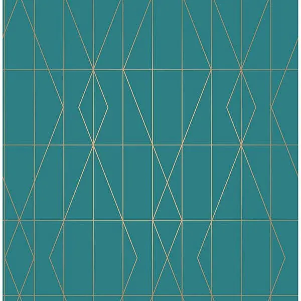 Brewster Home Fashions LeVeque Teal Deco Diamond Geo Wallpaper | Wallpaper Twins Brewster Home Fashions LeVeque Teal Deco Diamond Geo Wallpaper - SKU UW24786