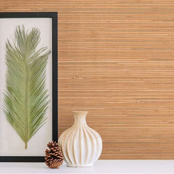 Brewster Home Fashions Li Na Light Brown Grasscloth Wallpaper - SKU 63-65424