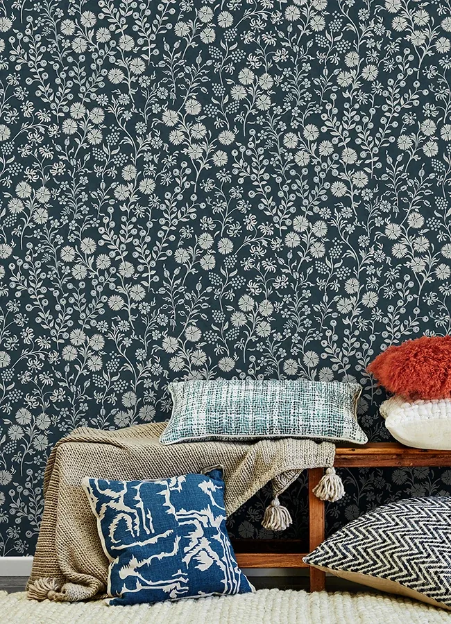 Brewster Home Fashions Liana Indigo Trail Wallpaper - SKU 316047