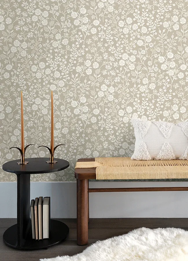 Brewster Home Fashions Liana Taupe Trail Wallpaper - SKU 316041