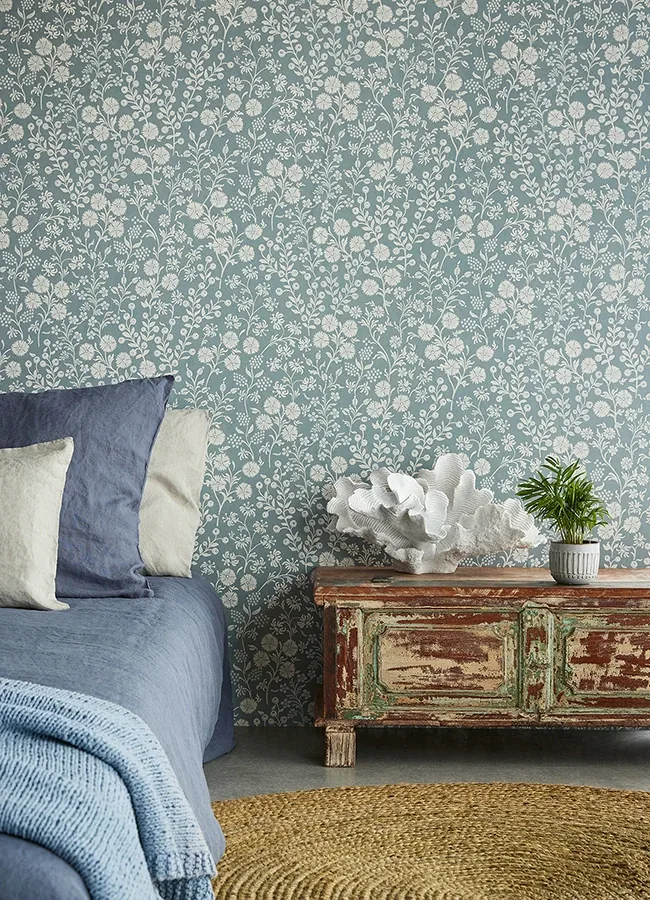 Brewster Home Fashions Liana Teal Trail Wallpaper - SKU 316046