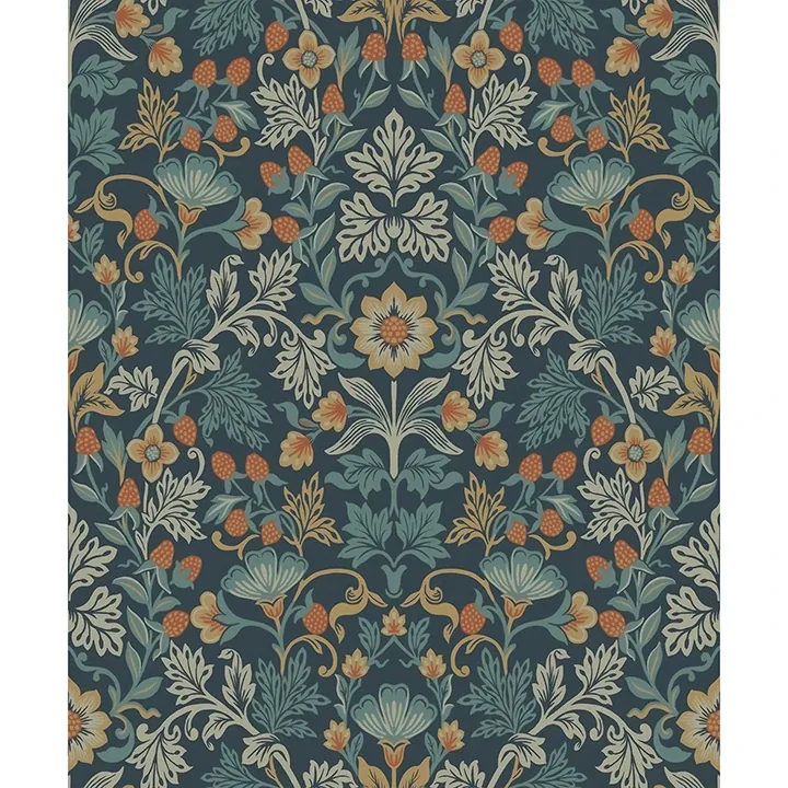 Brewster Home Fashions Lila Blue Strawberry Floral Wallpaper - SKU 316001